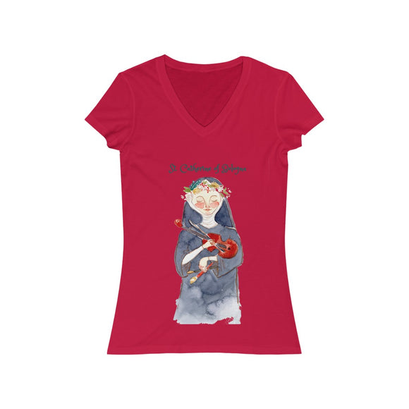 St. Catherine of Bologna- Women's V-Neck T-shirt