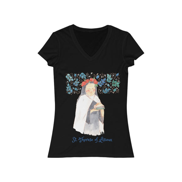 St. Therese of Lisieux - Women's V-Neck T-Shirt