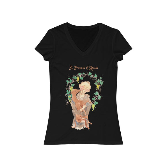 St. Francis of Assisi - Women's V-Neck T-Shirt